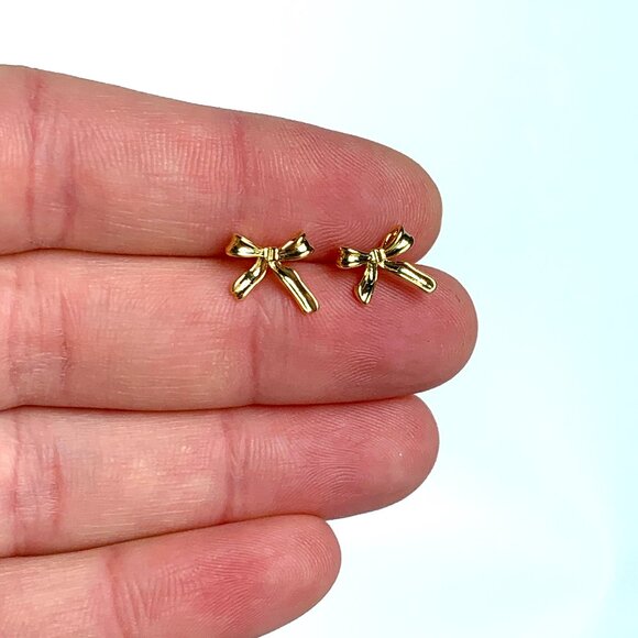 NEW ~ Anthropologie SHASHI Charlotte Mini Bow Stud Silver Earrings - Picture 9 of 9